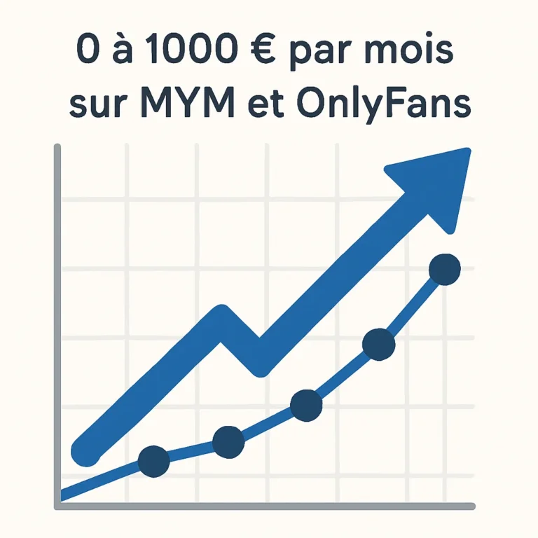 Graphique représentant la progression du nombre d’abonnés sur MYM et OnlyFans, jusqu’à 1000 € par mois
