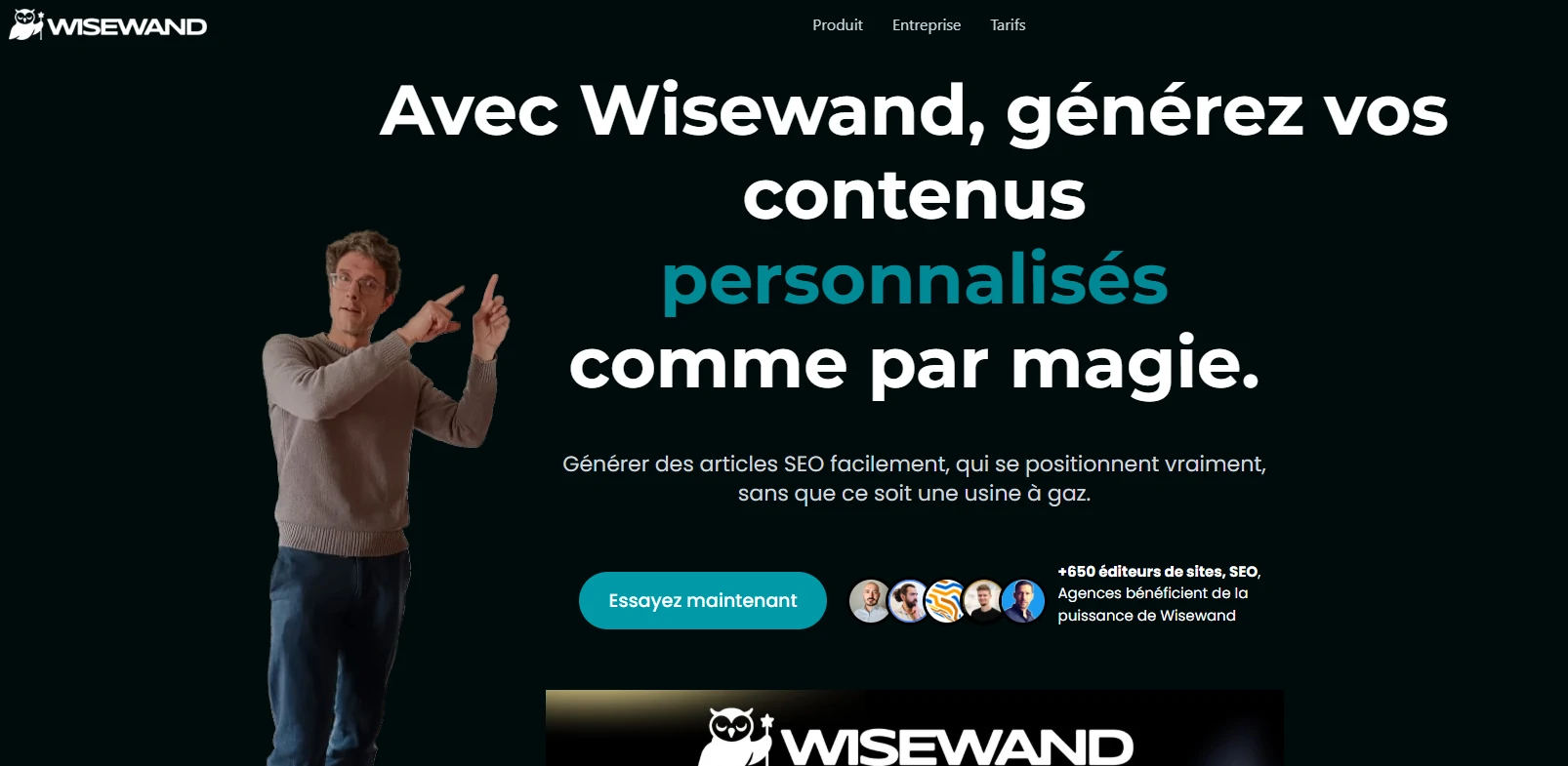 Page d'accueil de l'outil Wisewand