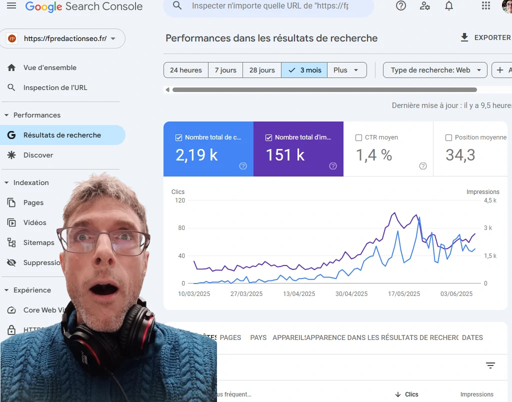 Interface de la Google Search Console