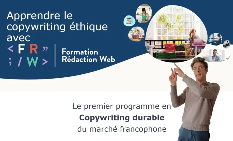Page de présentation de la formation copywriting éthique sur le site FRW