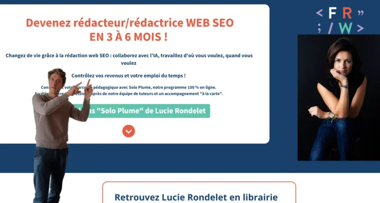 Capture d'écran de la page de présentation de la formation Solo Plume de l'institut FRW