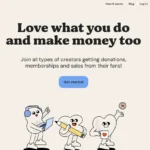 Page d'accueil de la plateforme Ko-Fi