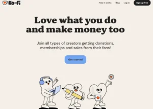 Page d'accueil de la plateforme Ko-Fi