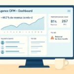 Tableau de bord type d’une agence OFM avec revenus, talents et messages privés