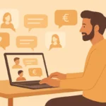 Créateur indépendant échangeant avec plusieurs fans ou élèves via des conversations privées en ligne