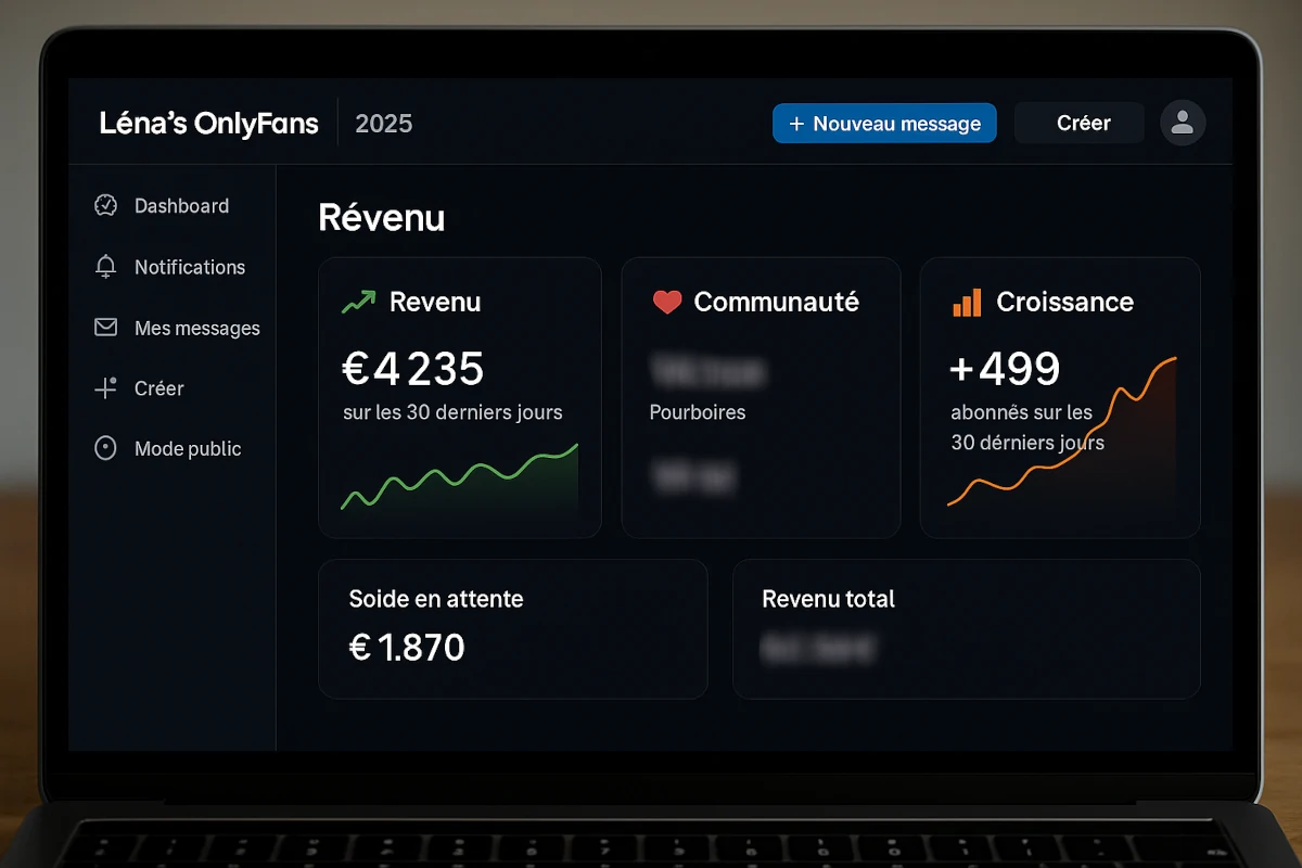 Tableau de bord d’un compte créateur sur OnlyFans