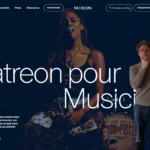 Page d'accueil pour les musiciens de Patreon