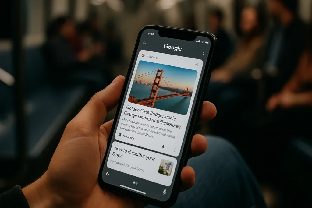Exemple de flux Google Discover sur mobile