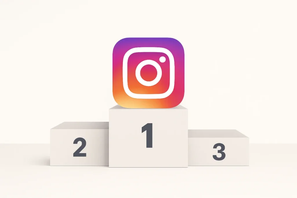 Classement des meilleures formations Instagram représenté par un podium