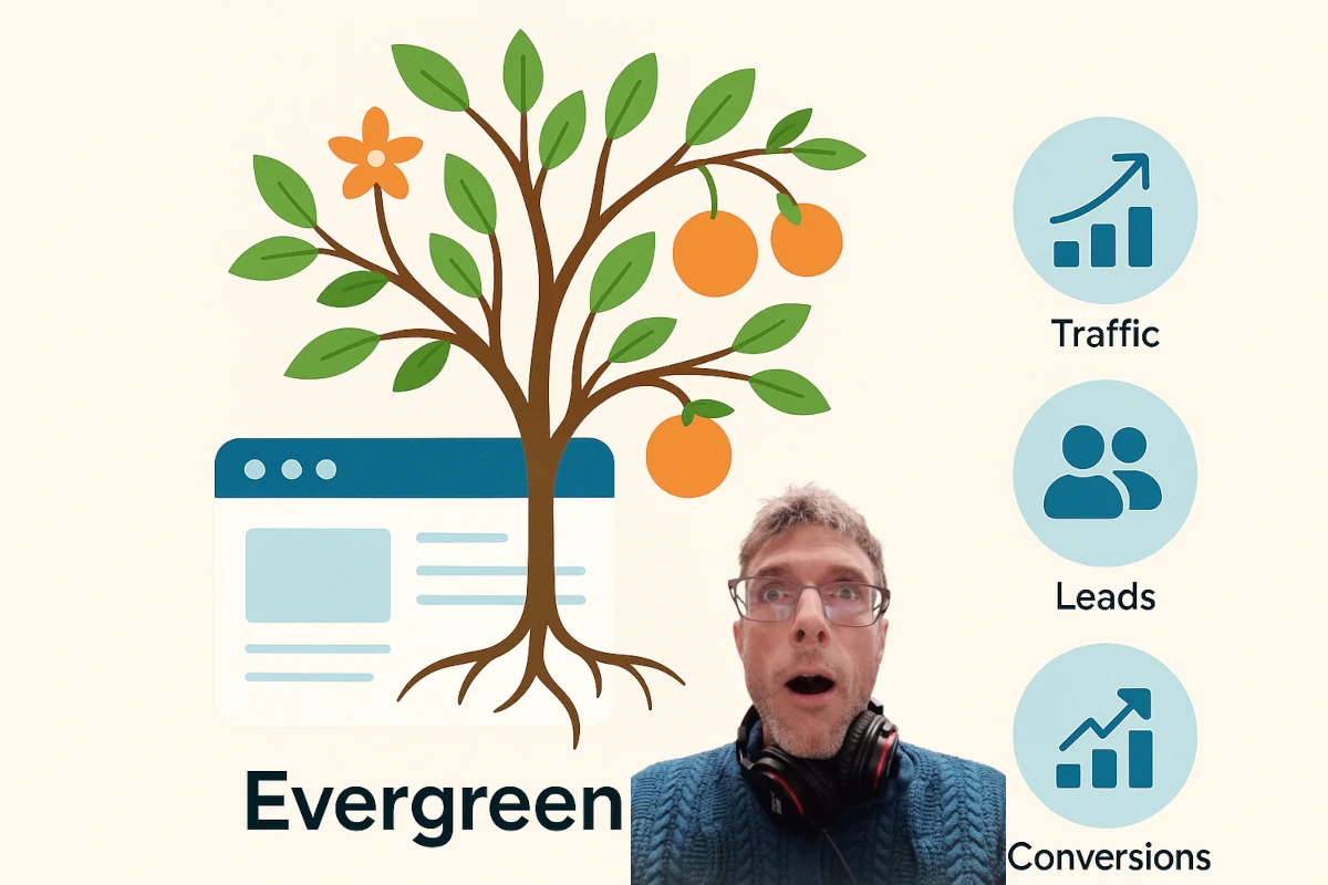 Arbre fruitier symbolisant un contenu evergreen qui porte ses fruits en content marketing