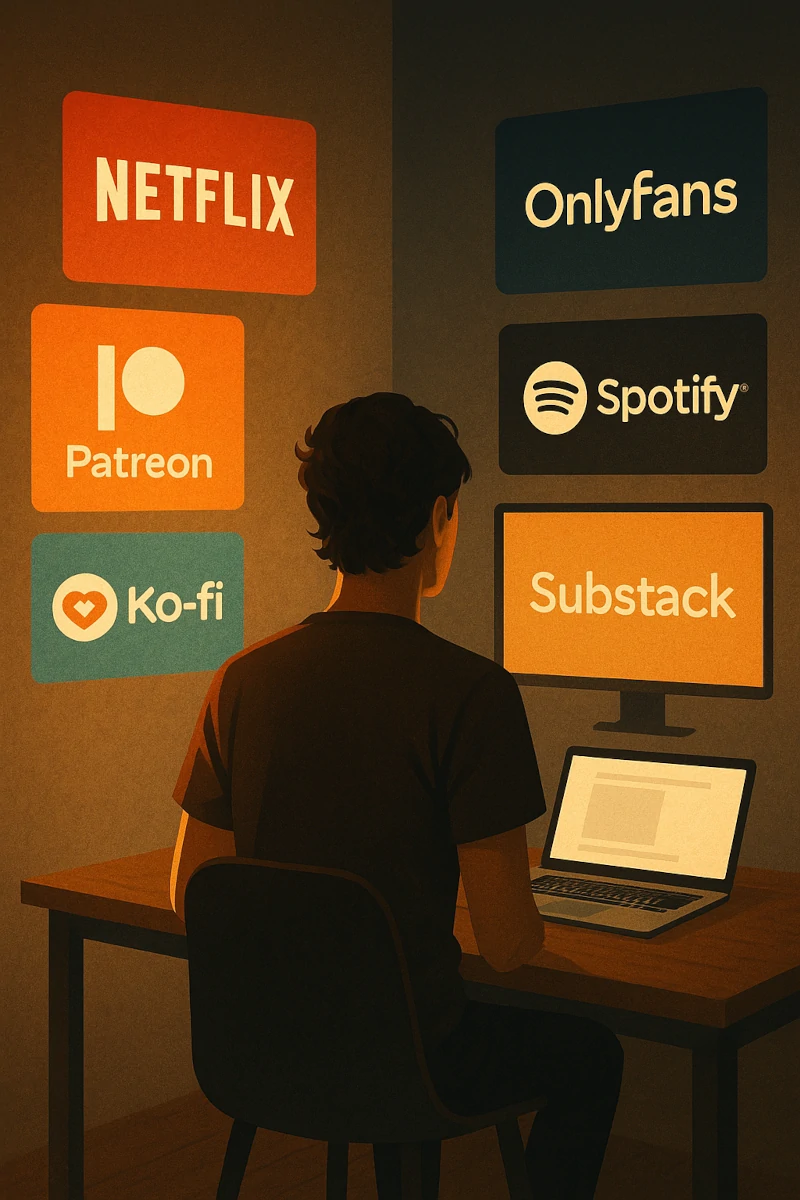Créateur face aux logos des principales plateformes par abonnement