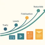 Courbe ascendante illustrant l’effet cumulatif du marketing de contenu sur la croissance d’une entreprise