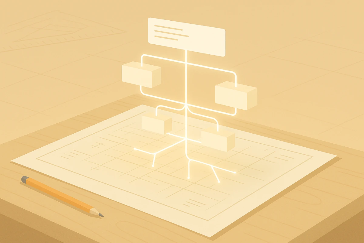 Schéma d’arborescence de site web illustrant un plan SEO structuré