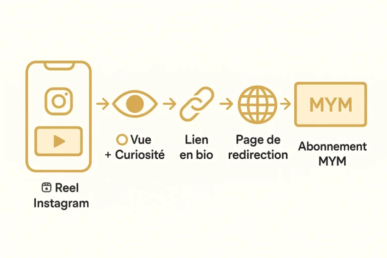 Schéma tunnel Instagram vers MYM : du Reel à l’abonnement
