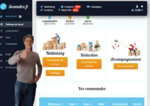 Tableau de bord de la plateforme de netlinking Soumettre.fr