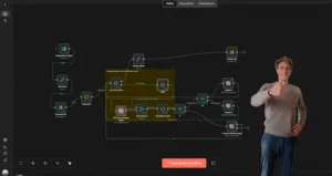interface n8n avec un workflow en cours d'exécution