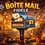 Boîte aux lettres stylisée dans un univers musical symbolisant une newsletter artistique régulière et attendue