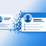 Illustration d’une carte de visite se transformant en profil LinkedIn, symbolisant le profil LinkedIn comme carte de visite digitale pour un freelance