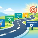 schéma du chemin de conversion d’une campagne Google Ads avec objectifs mots-clés ciblage suivi et optimisation